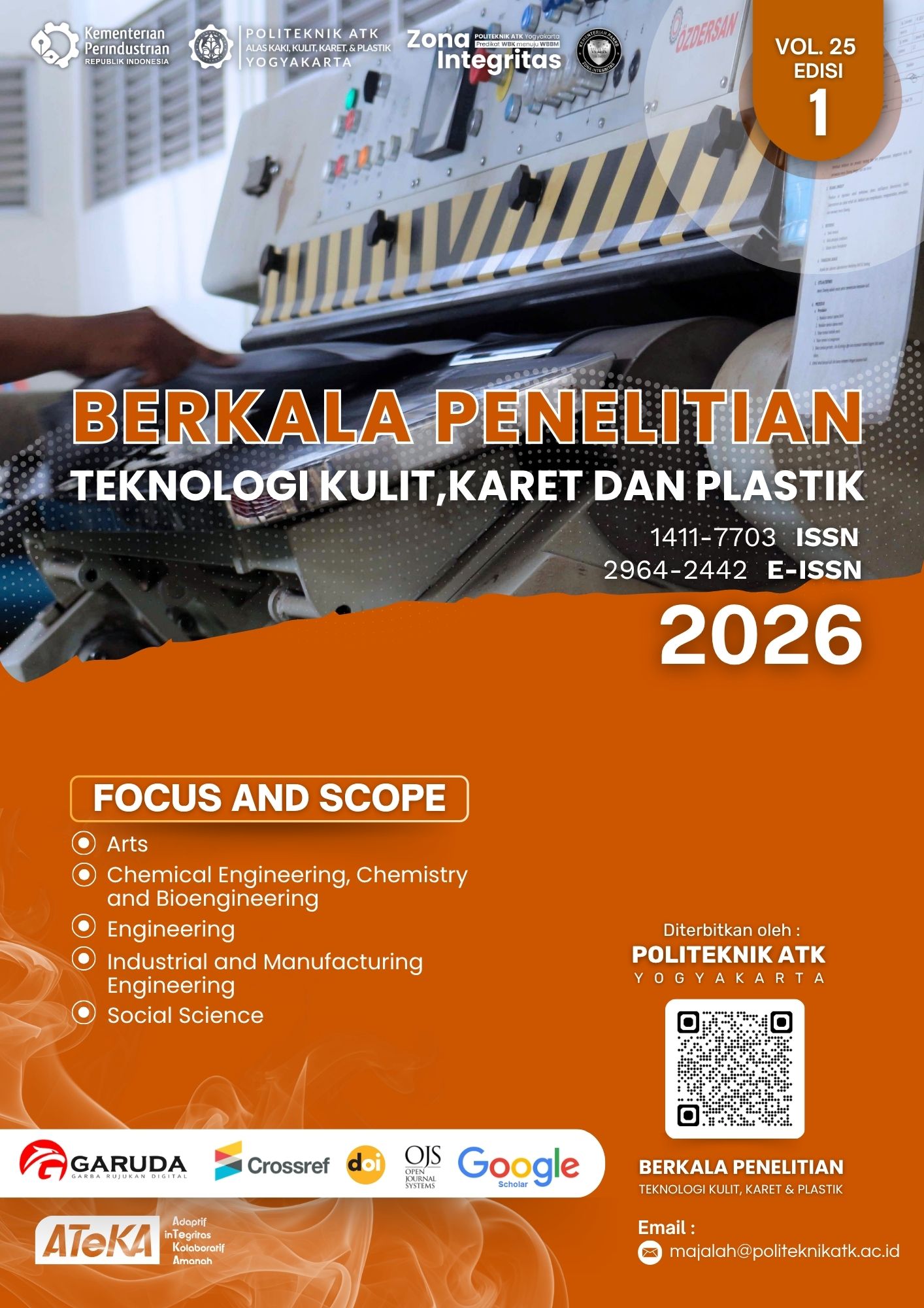 					View Vol. 25 No. 1 (2026): Berkala Penelitian Kulit, Sepatu, dan Produk Kulit
				